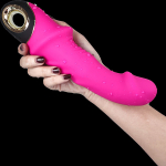 Ярко-розовый рельефный вибратор-реалистик 22,5см Silicone Toys Joyblade USK-V14