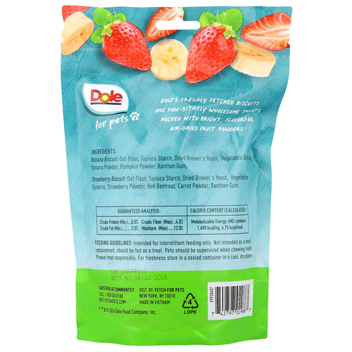 Dole for Pets, печенье, клубника и банан, 200 г (7 унций)