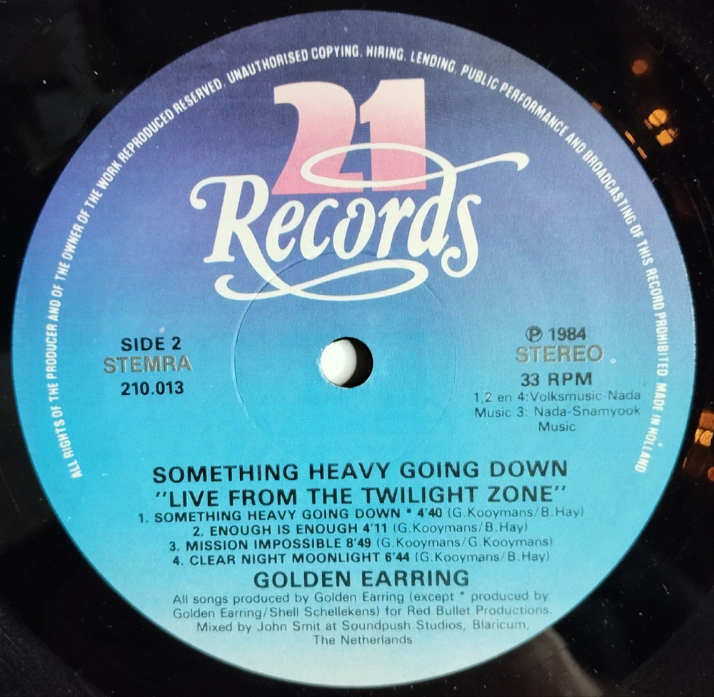 Винтажная виниловая пластинка LP Golden Earring Something Heavy Going Down (Holland 1984)