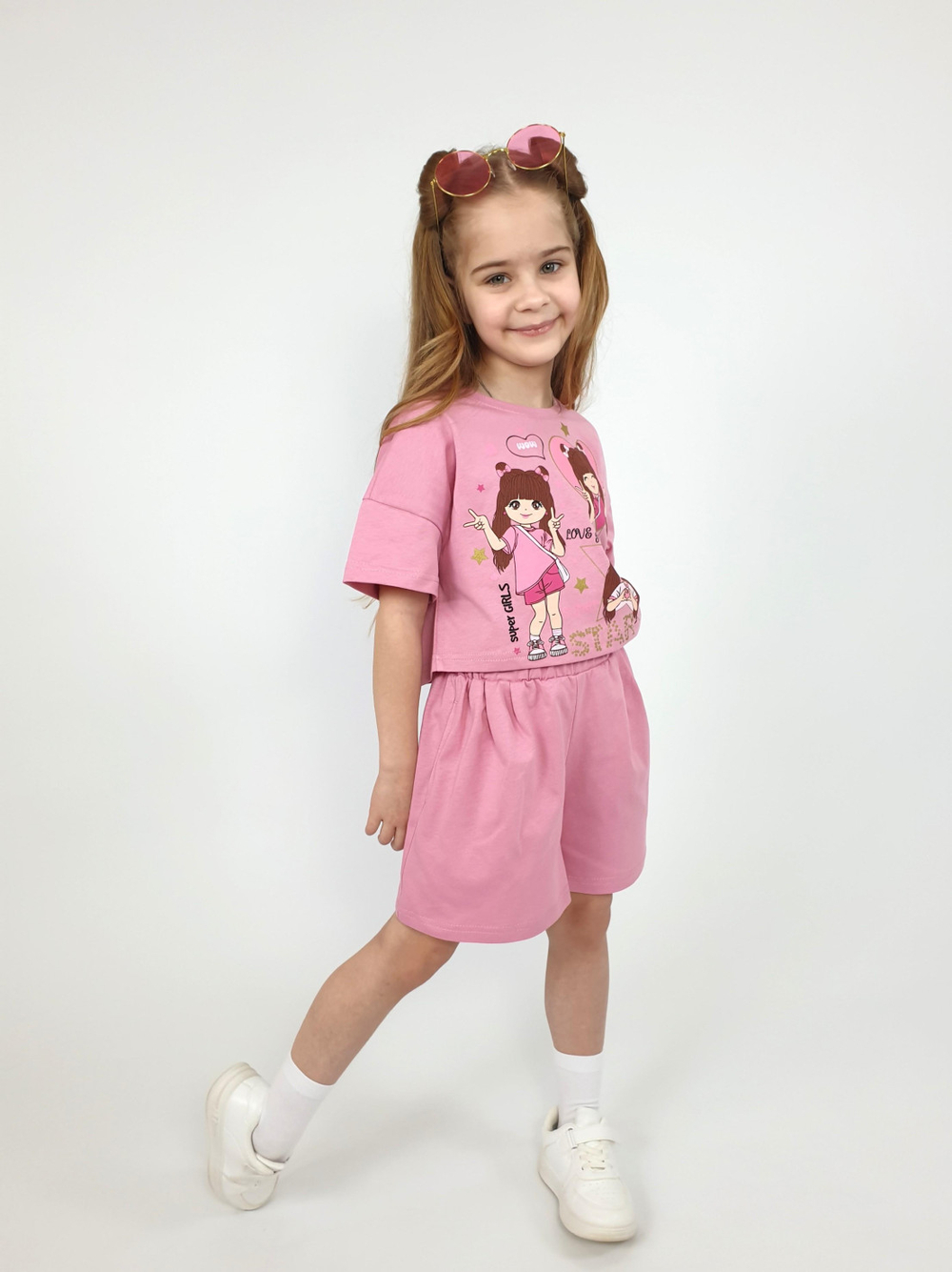 02-159-4 Комплект для девочки (джемпер+ шорты)