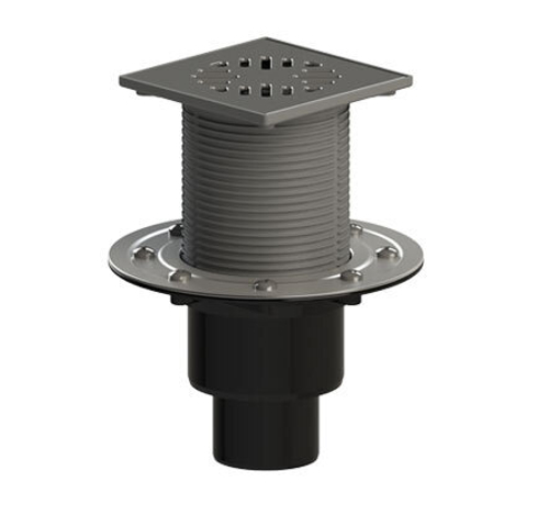 Трап ТП-310.1Ds Трап регулируемый вертикальный с нержавеющей решеткой, с прижимным фланцем