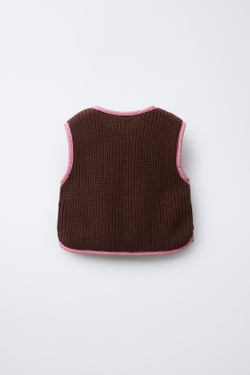 ZARA ЖИЛЕТ В ПОЛОСКУ, РОЗОВЫЙ