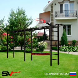 Уличная шведская стенка Sv Sport рукоход х 2 У52100К (Турник/Гнездо 80см/Щит баскет)