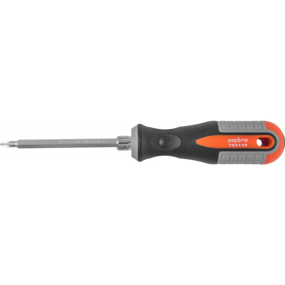 Отвертка OMBRA стержневая двусторонняя ROUND GRIP, РН1,SL5x100 мм   755110