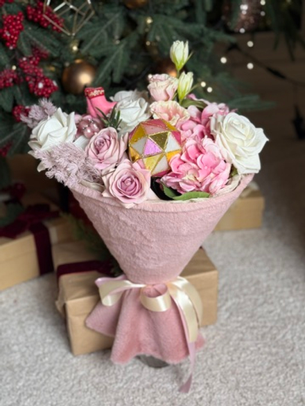 Платье для цветов. Круглая форма. Мех искусственный. Цвет:Пыльно-розовый.