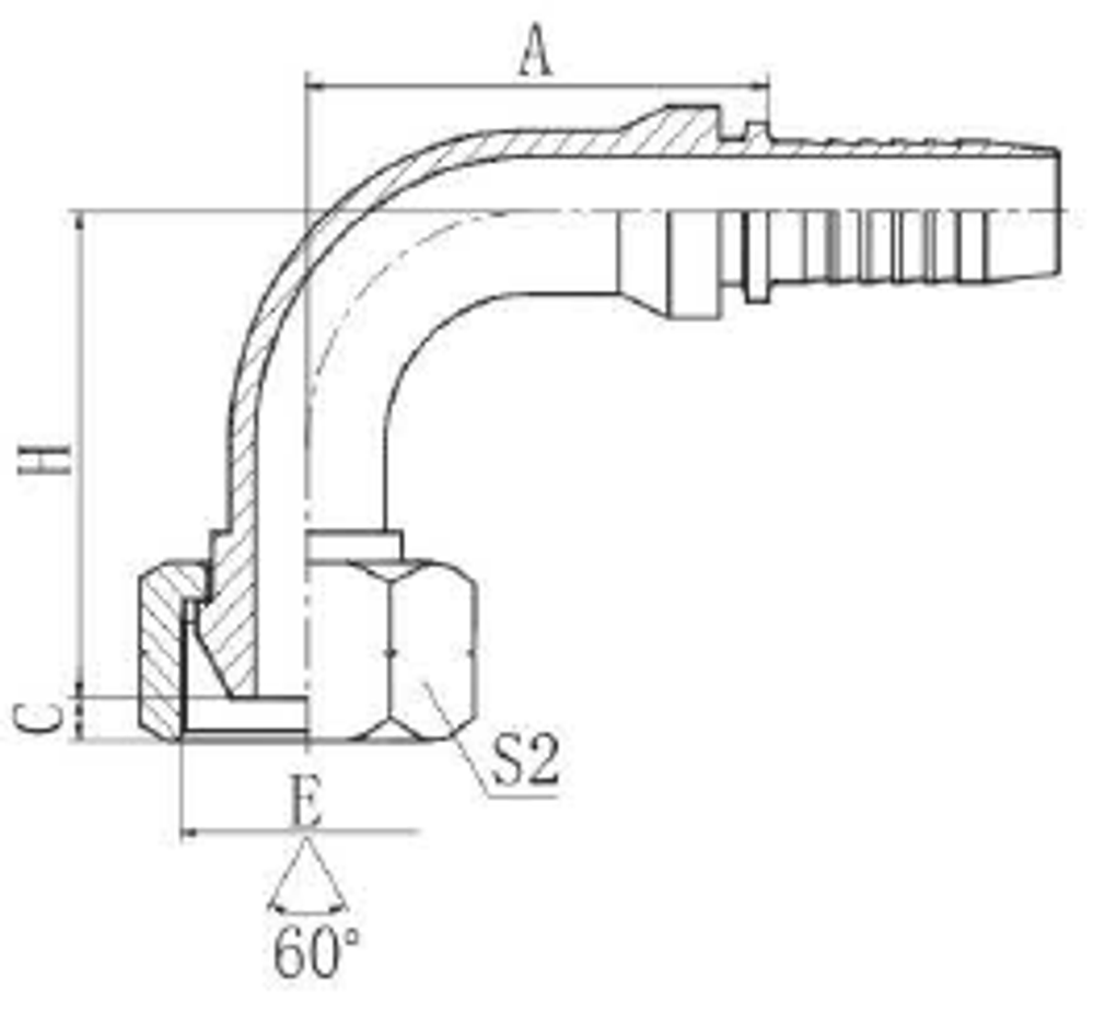 Фитинг DN 16 BSP (Г) 3/4 (90) (накидная гайка)
