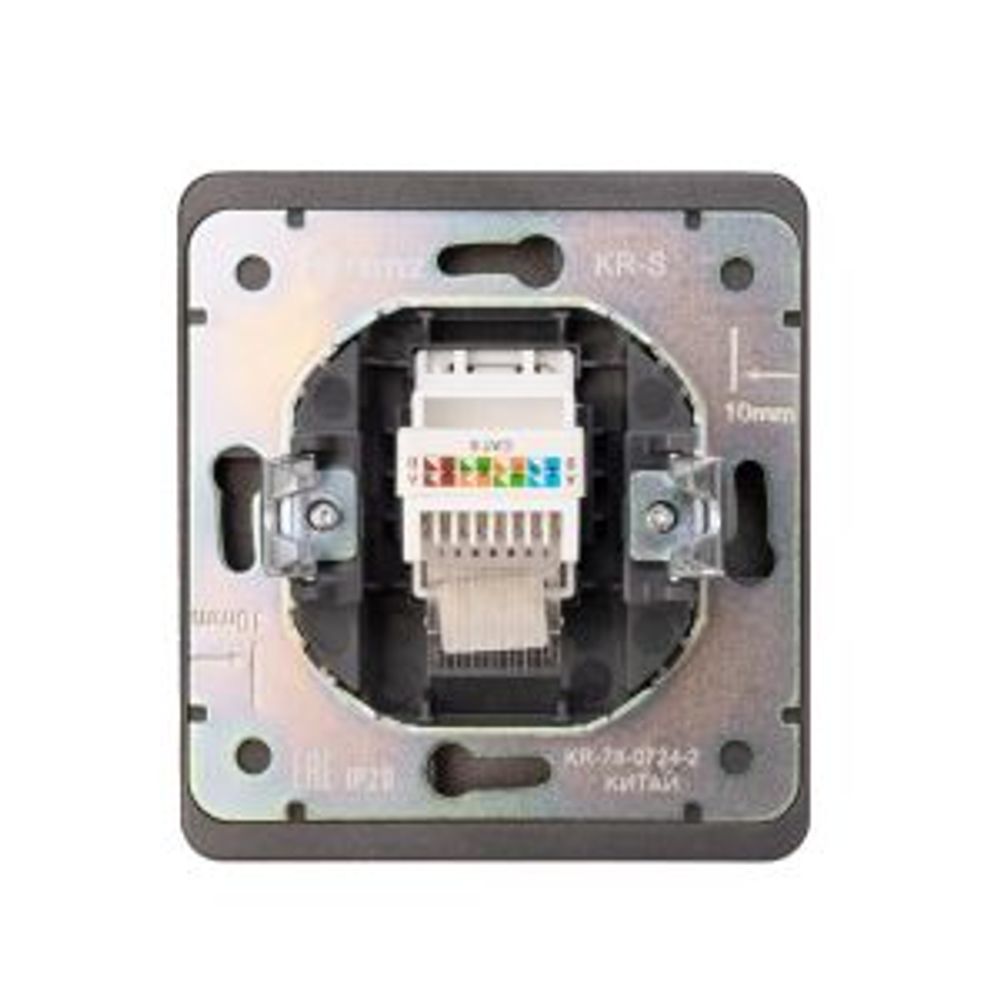 Розетка ROUND компьютерная RJ45 кат6 с/у титан KRANZ