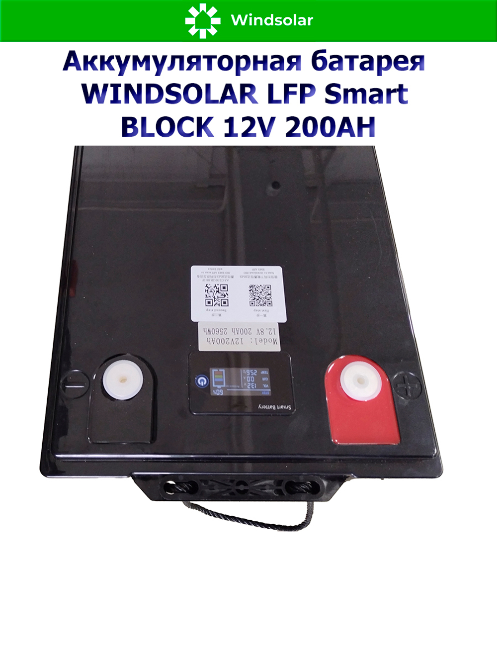 Аккумуляторная батарея WINDSOLAR LFP Smart BLOCK 12V 200AH (200AH / 12.8V / 2560WH / BMS)