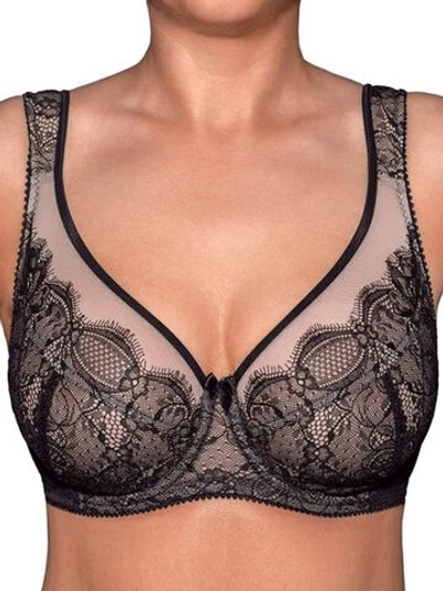Бюстгальтер с мягкой чашкой с кружевом Divine (Размер: 80E) (Цвет: черный с бежевым)