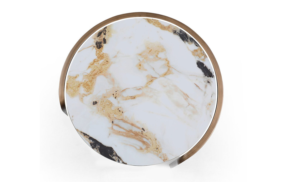 Стол журнальный ET3095CL (D40) белая керамика /бронзовый