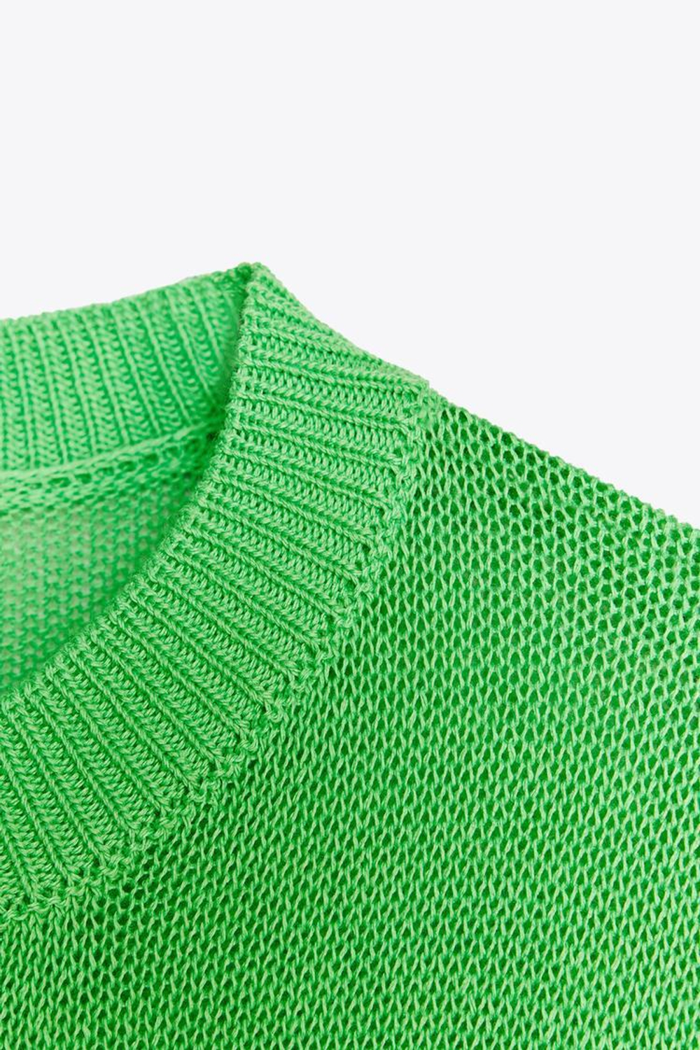 ZARA ОДНОТОННЫЙ СВИТЕР ПРЯМОГО КРОЯ, ЗЕЛЕНЫЙ