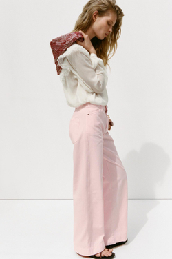 ZARA ДЖИНСЫ Z1975 WIDE LEG С ВЫСОКОЙ ПОСАДКОЙ, РОЗОВЫЙ
