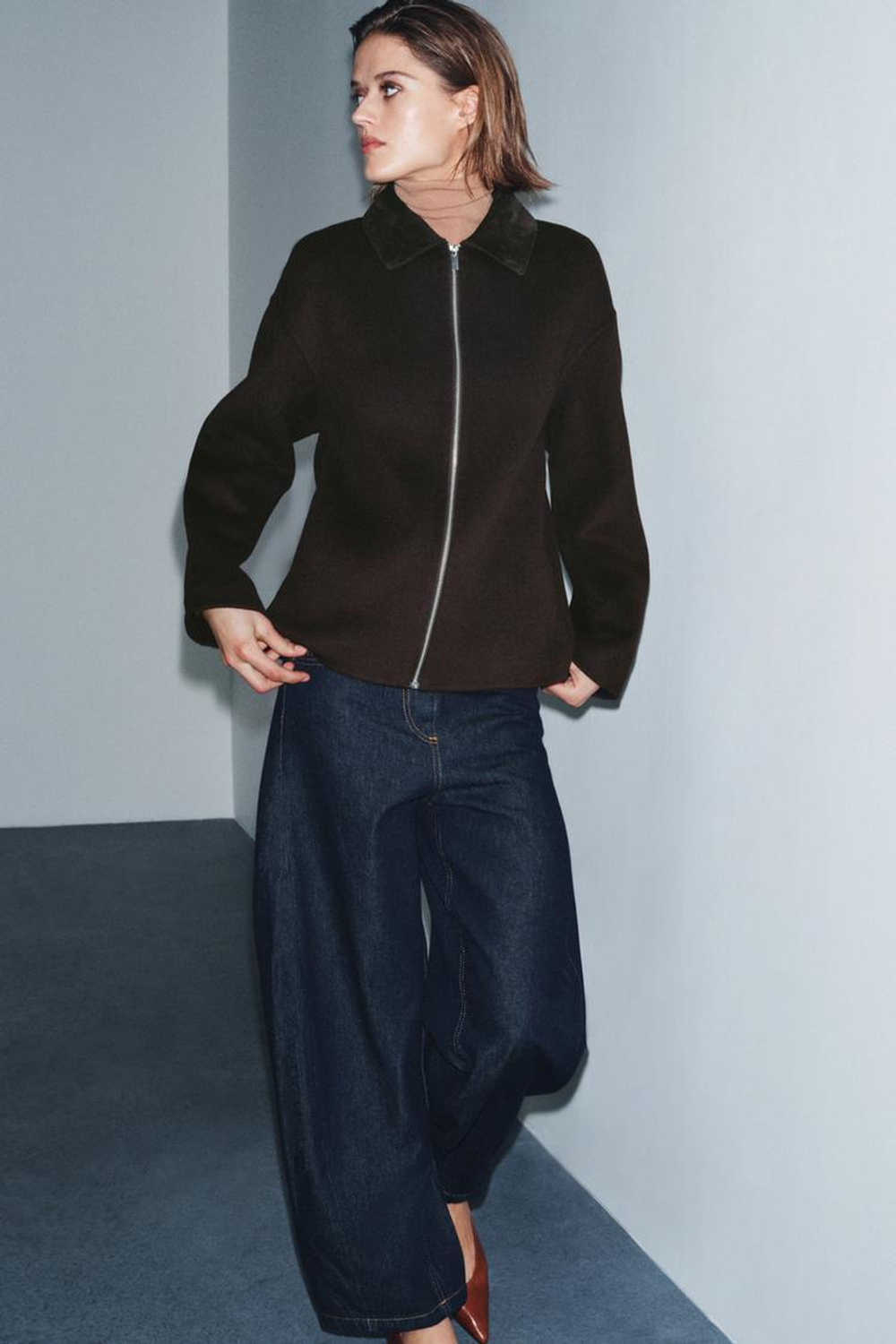 ZARA КУРТКА ИЗ СМЕСОВОЙ ШЕРСТИ — ZW COLLECTION, КОРИЧНЕВЫЙ