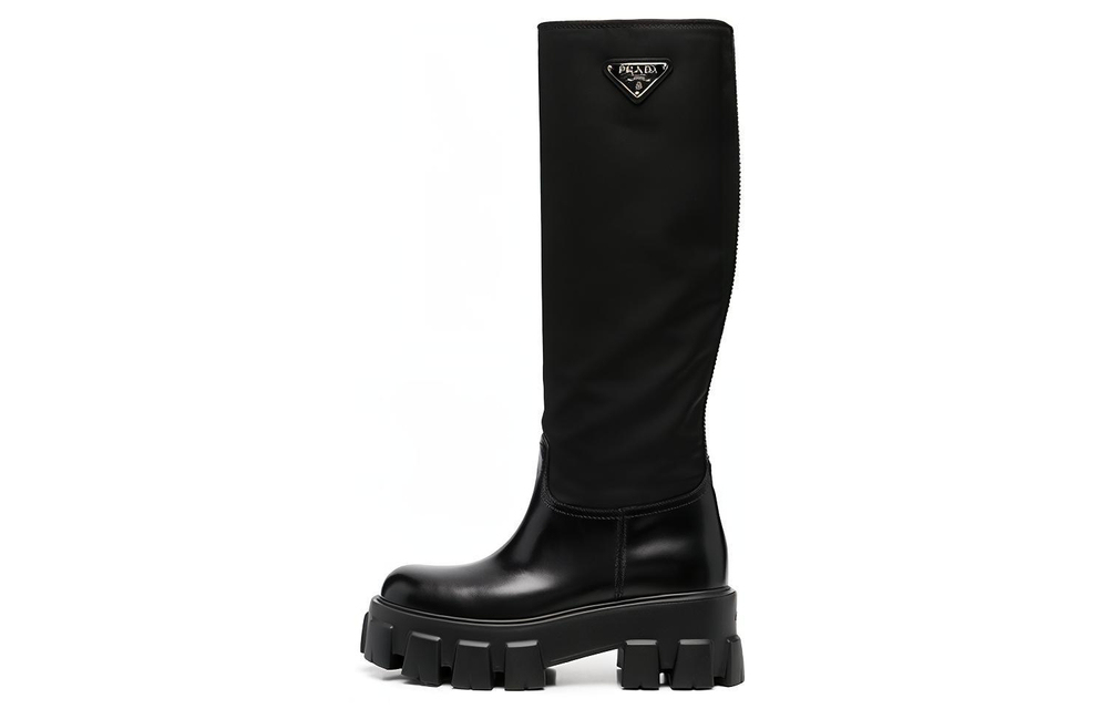 PRADA Monolith Knee high Boots Women"s Black