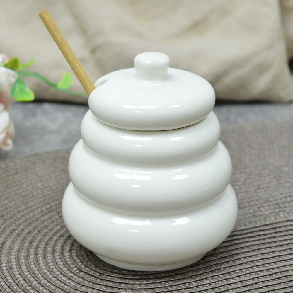 Банка для меда 360мл с бамбуковой ложкой