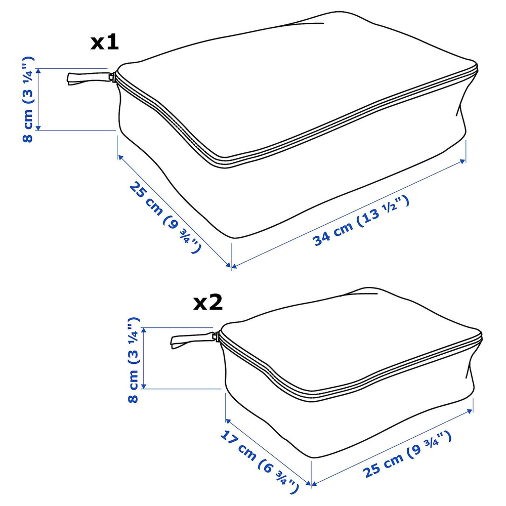 Комплект кофров для вещей IKEA RENSARE (РЕНСАРЕ), Разноцветный, 3 шт