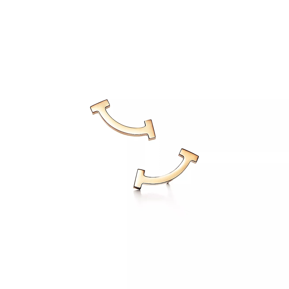 Серьги из жёлтого золота 18k, Tiffany💙 T -smile, В наличии