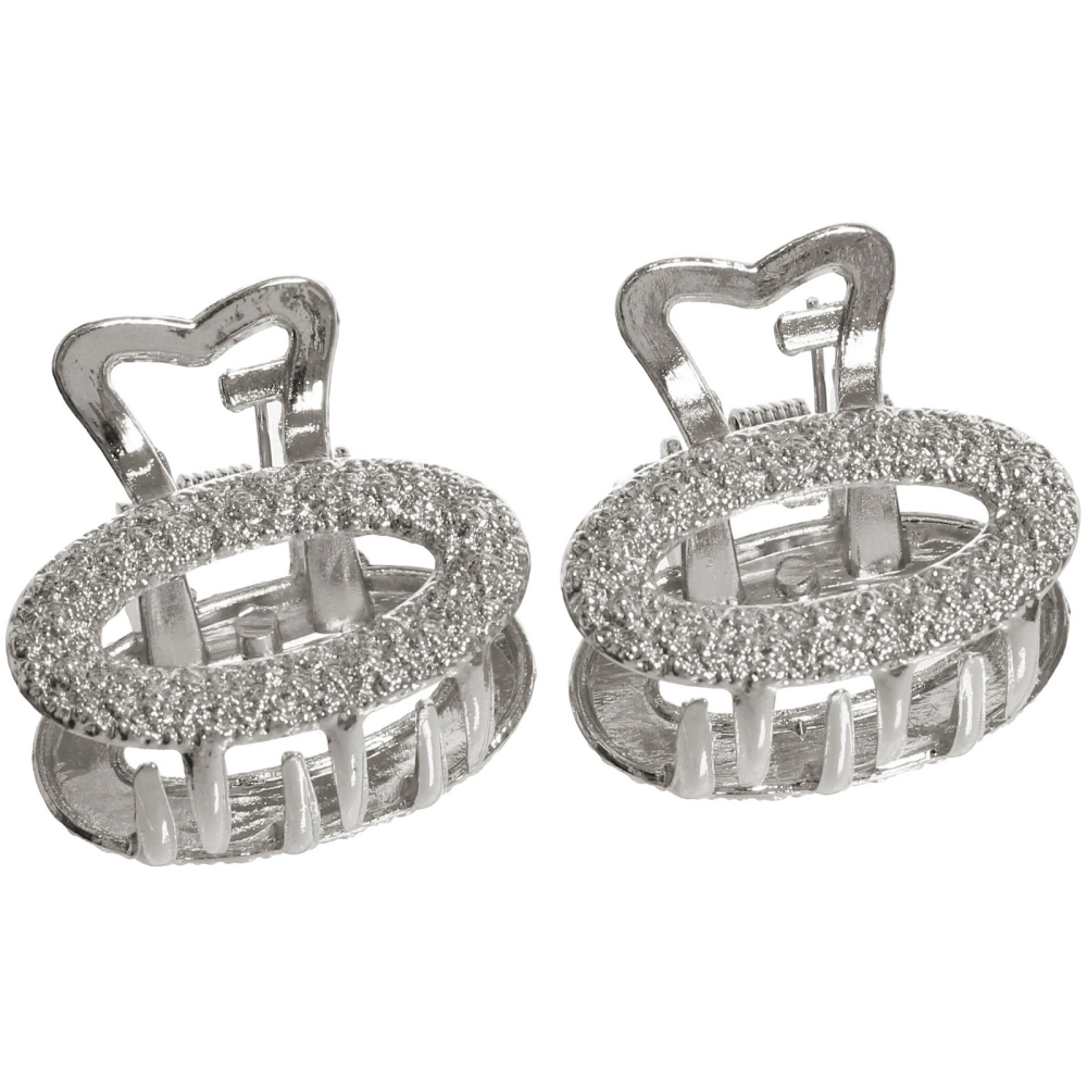 Заколки - крабы для волос на блистере 2шт «КАСКАДА», овал, цвет золото и серебро, 2.5*2см (пакет с подвесом)