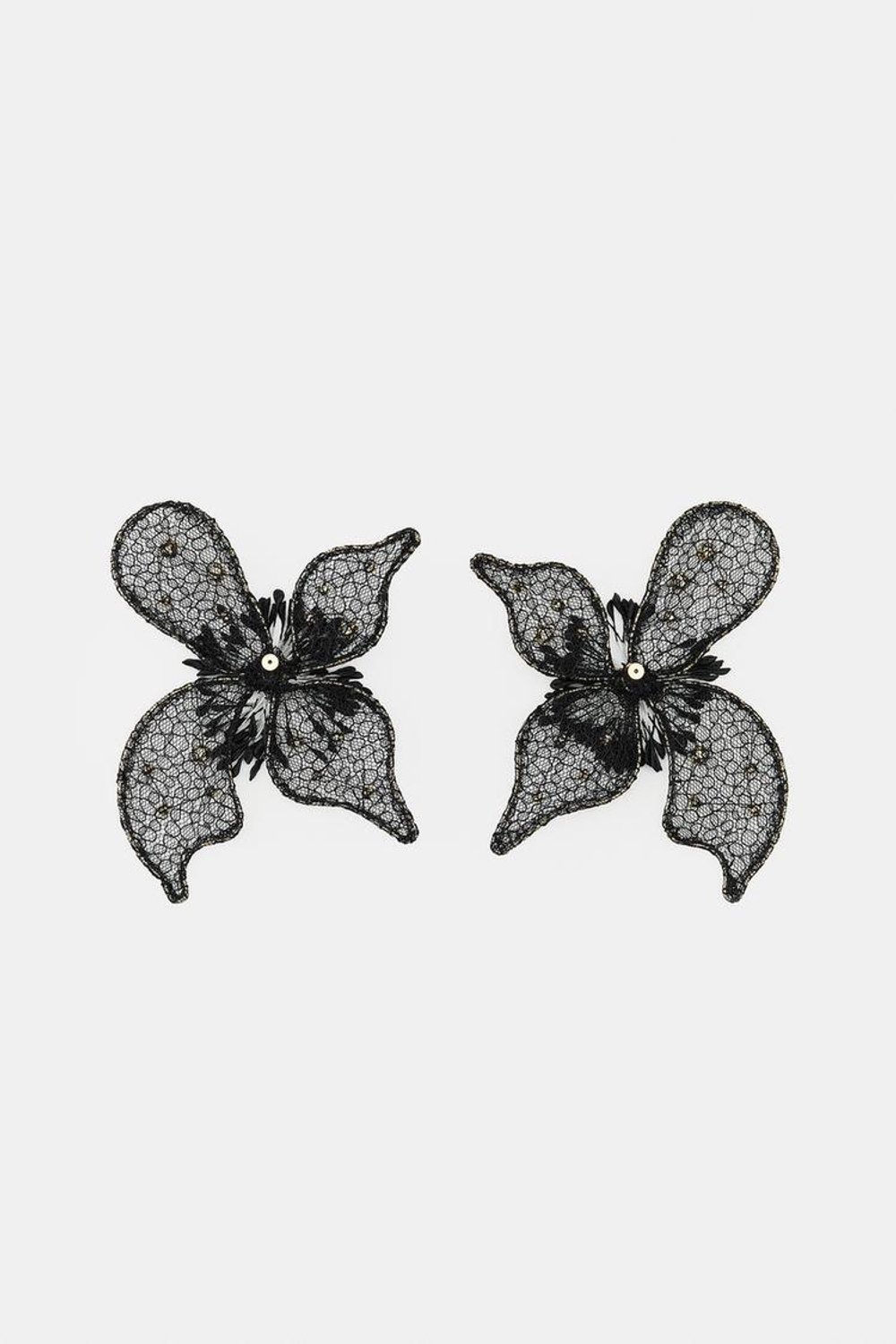 ZARA СЕРЬГИ МАКСИ-ЦВЕТОК, ЧЕРНЫЙ