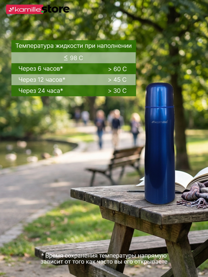 Термос 1 литр из нержавеющей стали Kamille KM 2000A