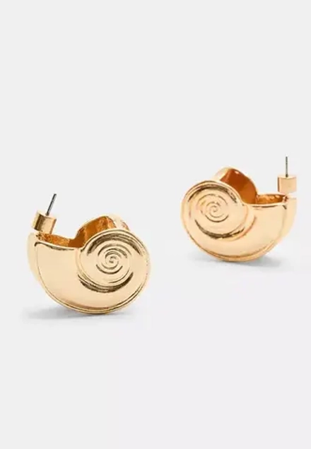 STRADIVARIUS Металлические серьги в виде морских раковин, золотой