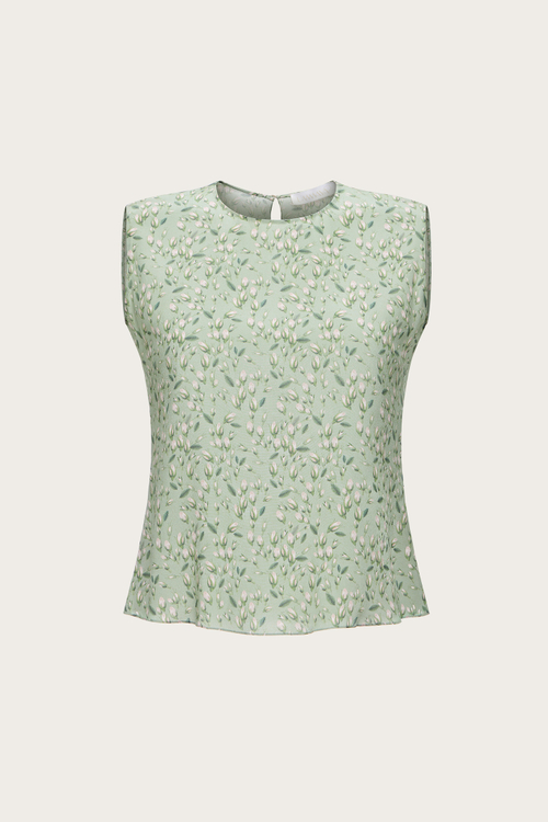 ТОП ИЗ ЗЕЛЕНОГО ШЕЛКА С АВТОРСКИМ ПРИНТОМ