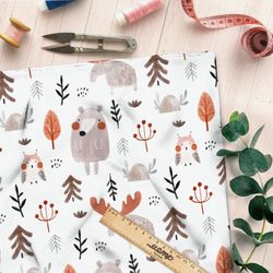 Ткань поплин абстрактные рисунки животных детские