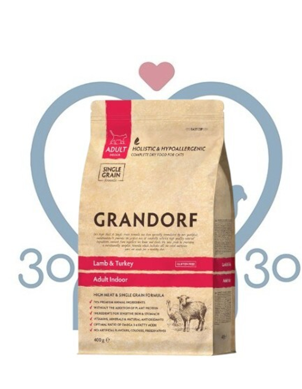 Корм GRANDORF CAT Lamb&Turkey INDOOR (ягнёнок с индейкой для домашних кошек) 8 кг.