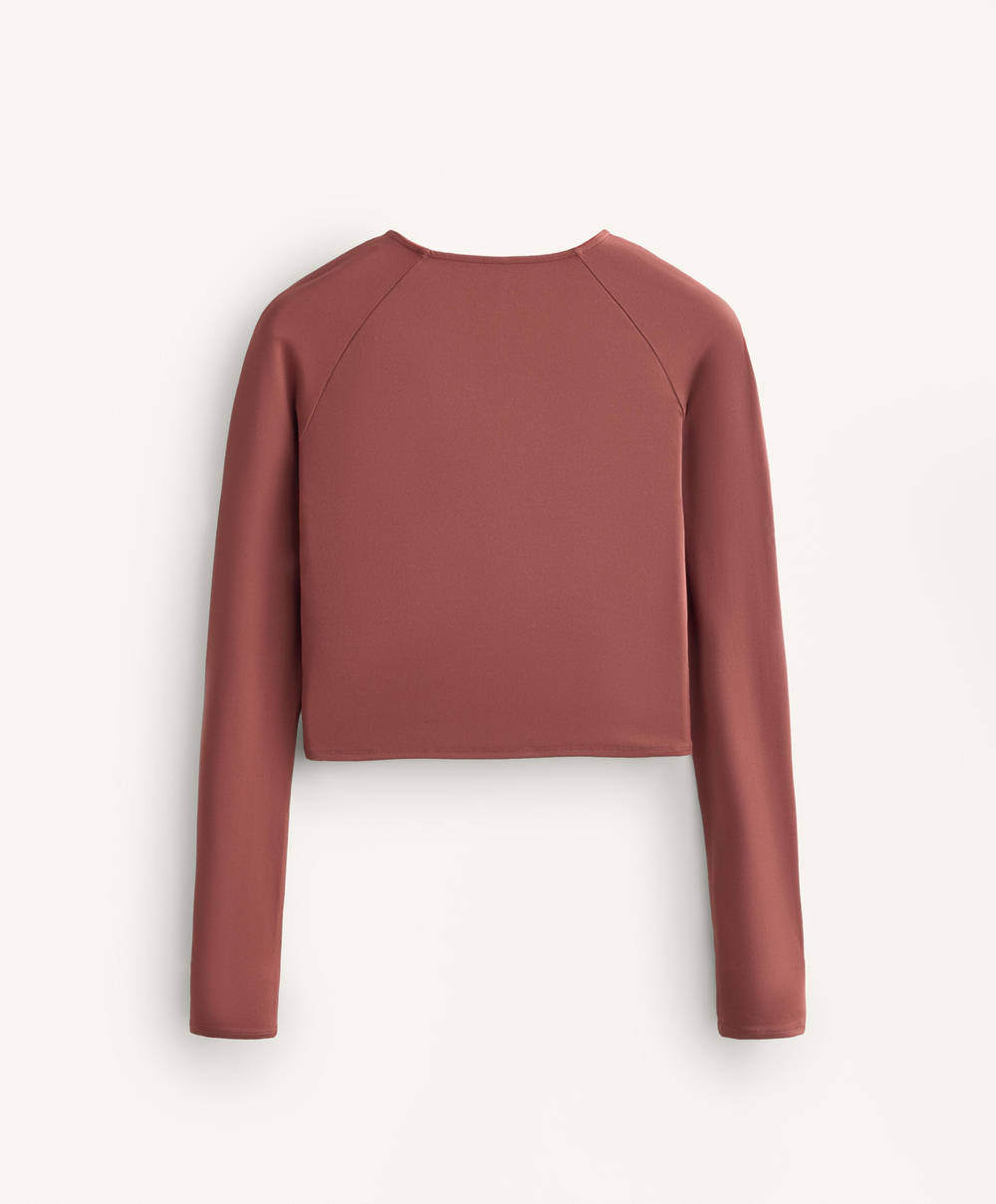 Oysho Лонгслив Comfortlux, линялый махагон