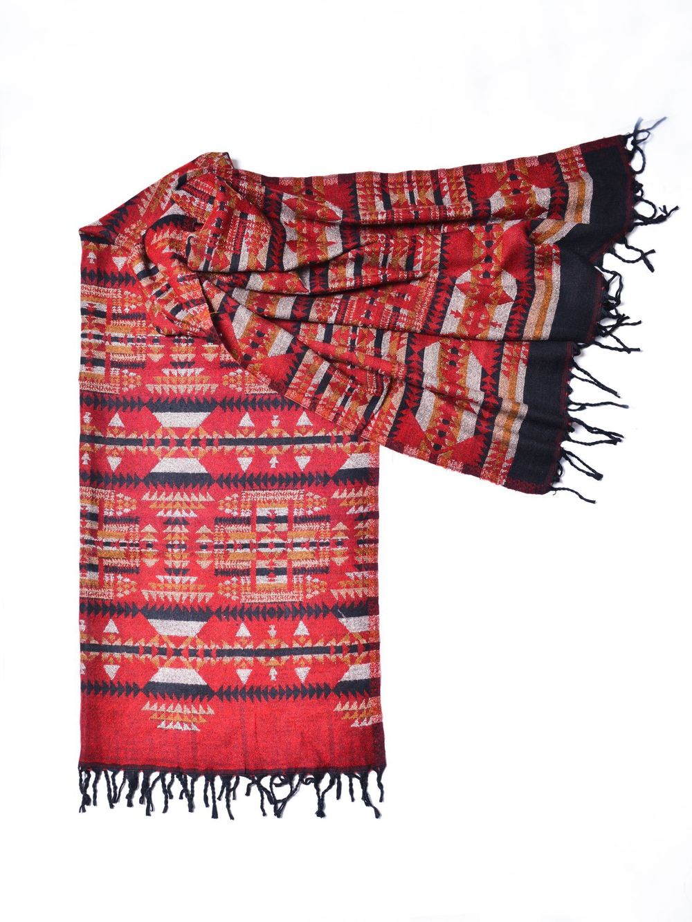 Шарф теплый с индейским орнаментом