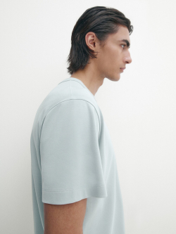 Massimo Dutti Футболка из 100% хлопка, голубой