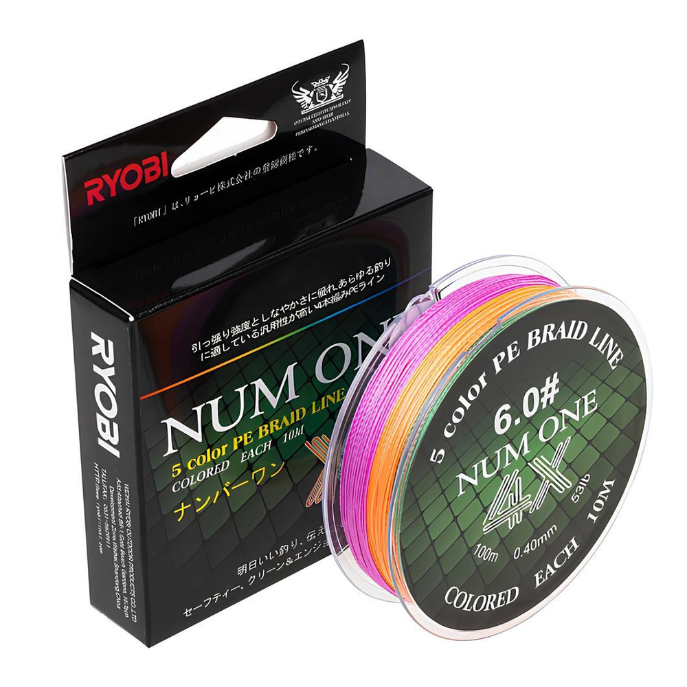 Шнур NUM ONE PE4X-100M 6.0#/0,405 Multi Colour