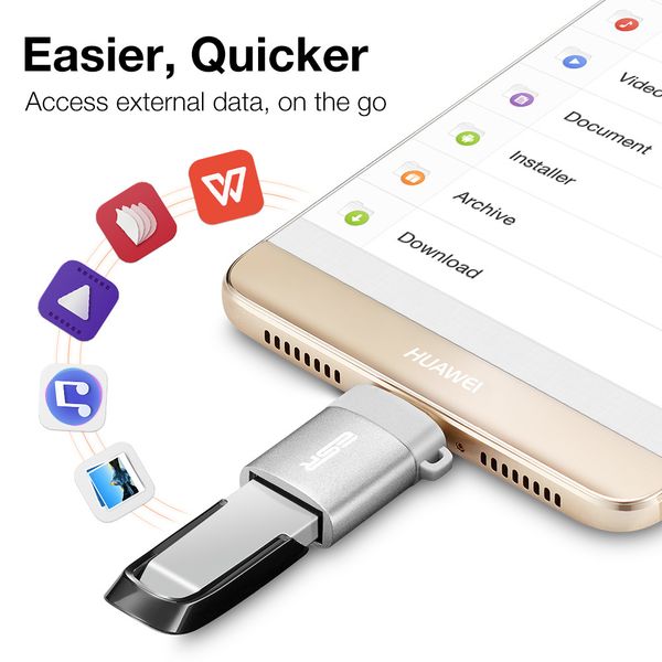 Адаптер ESR Converter USB-A/ Type-C USB 3,0 до 5 Гбит/с (серый)