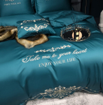 Постельное белье Сатин Гладкокрашеный Вышивка Делюкс DHC003