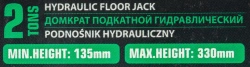 Домкрат подкатной гидравлический 2 т (h min - 135мм, h max - 330мм) RockForce RF-TR15005