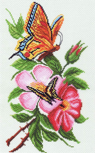 "Бабочки и цветы"-1065 канва с рисунком