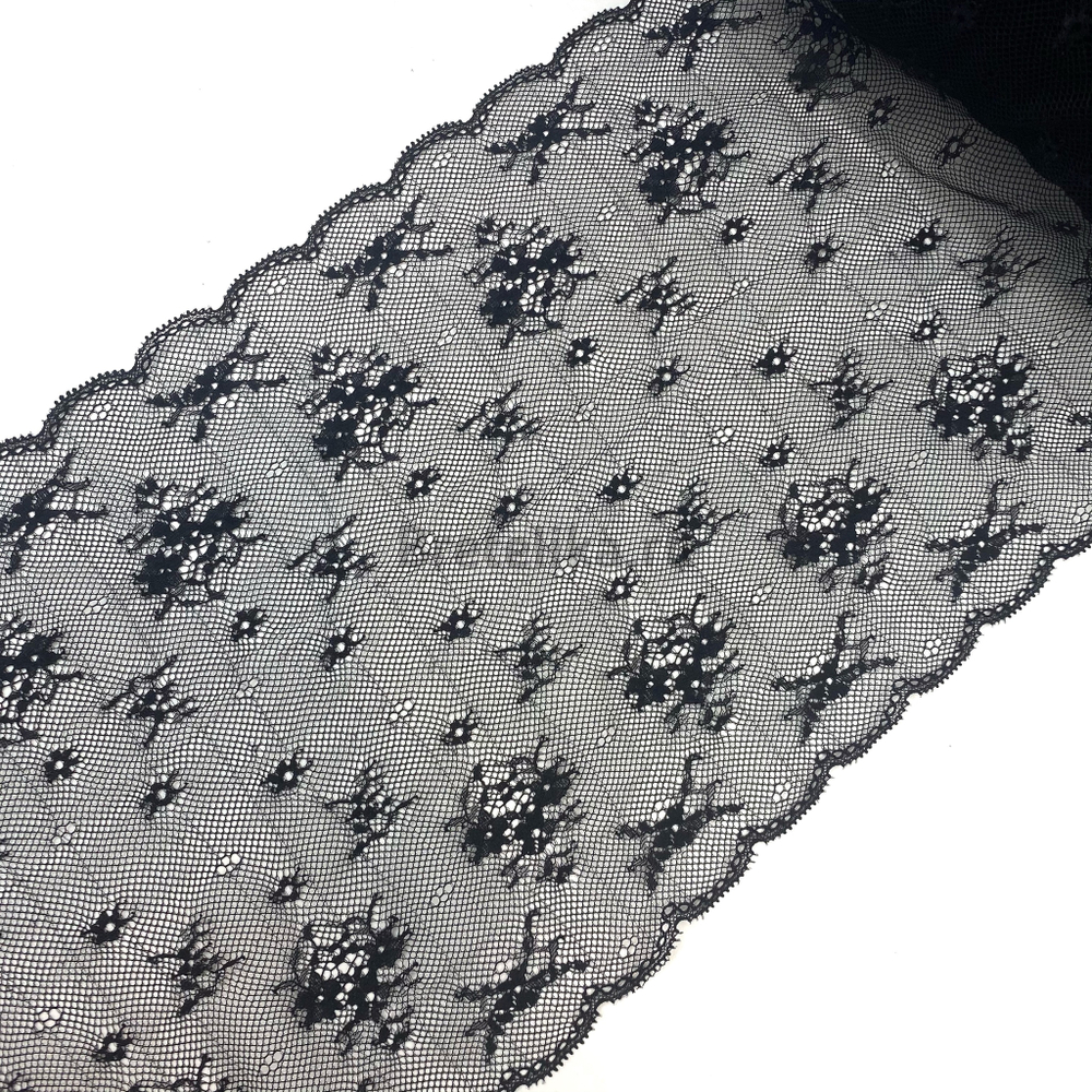 Кружево эластичное черное 25 см