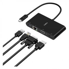 Адаптер Belkin USB-C - Ethernet, HDMI, VGA, USB-A, (AVC005BTBK), черный