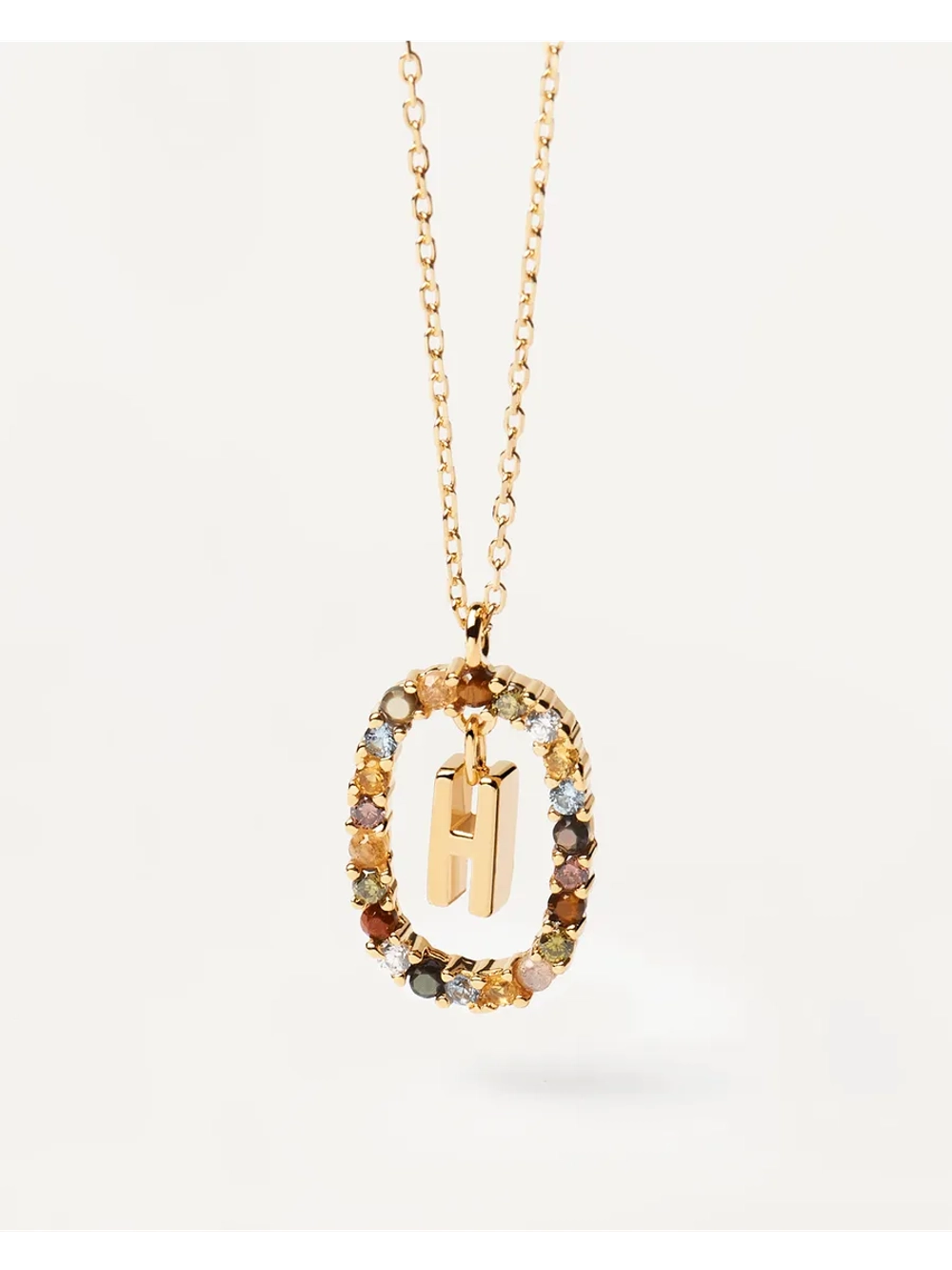 Колье Буква H серебро 925 пробы покрытое золотом