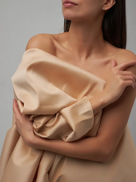 Атлас (сатин) эластичный бельевой, телесный/бежевый