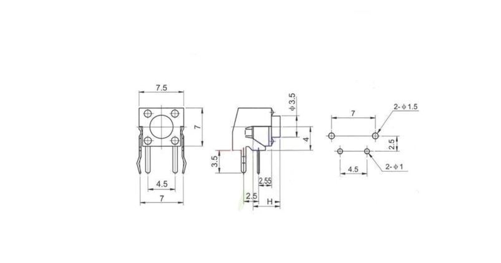 Кнопка тактовая ЕТ 2P-V-DIP 6*6*5мм