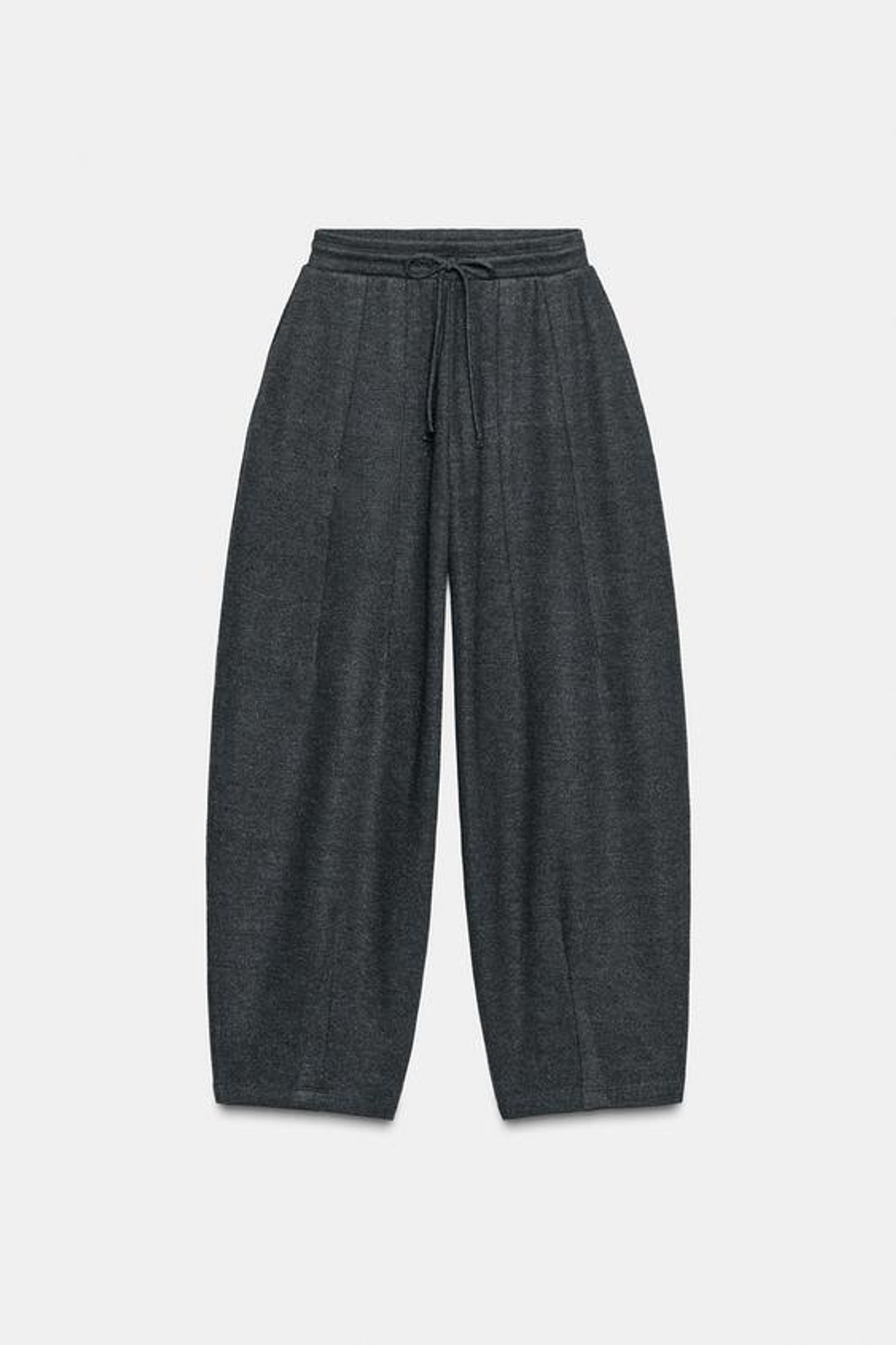 ZARA БРЮКИ BALLOON В РУБЧИК, ТЕМНО-СЕРЫЙ