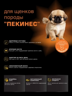 Корм для щенков Пекинес, с индейкой, 12 кг