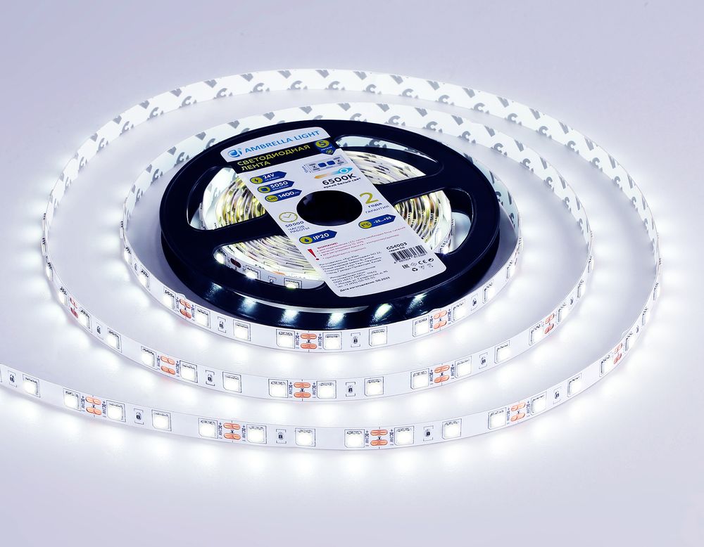 Ambrella Светодиодная лента Ambrella Light GS4003 5050 60Led /14.4W m/ 24V IP20 6500K 5m LED Strip 24V GS4003