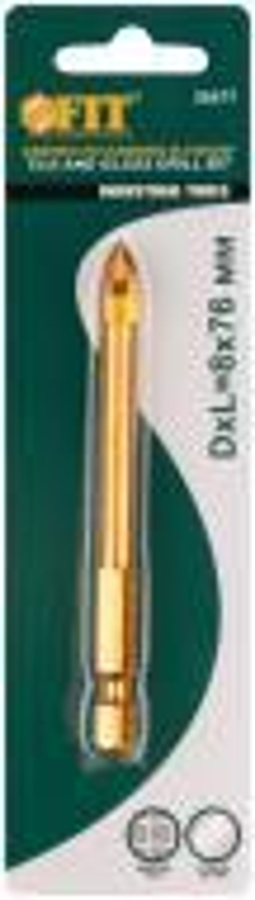 35477 Сверло по кафелю, 4 режущие кромки, титановое покрытие, u-хвостовик под биту 8 х 76 мм