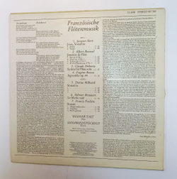 Винтажная виниловая пластинка LP Jacques Ibert Albert Roussel Claude Debussy Дебюсси Eugene Bozza Darius Milhaud Olivier Messiaen Francis Poulenc Werner Tast, Siegfried Stockigt Franzosische Flotenmusik (GRD 1984)