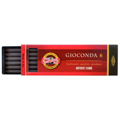 Сепия Koh-I-Noor "Gioconda", коричневая темная, стержень, 5,6мм, 6шт., пластик короб