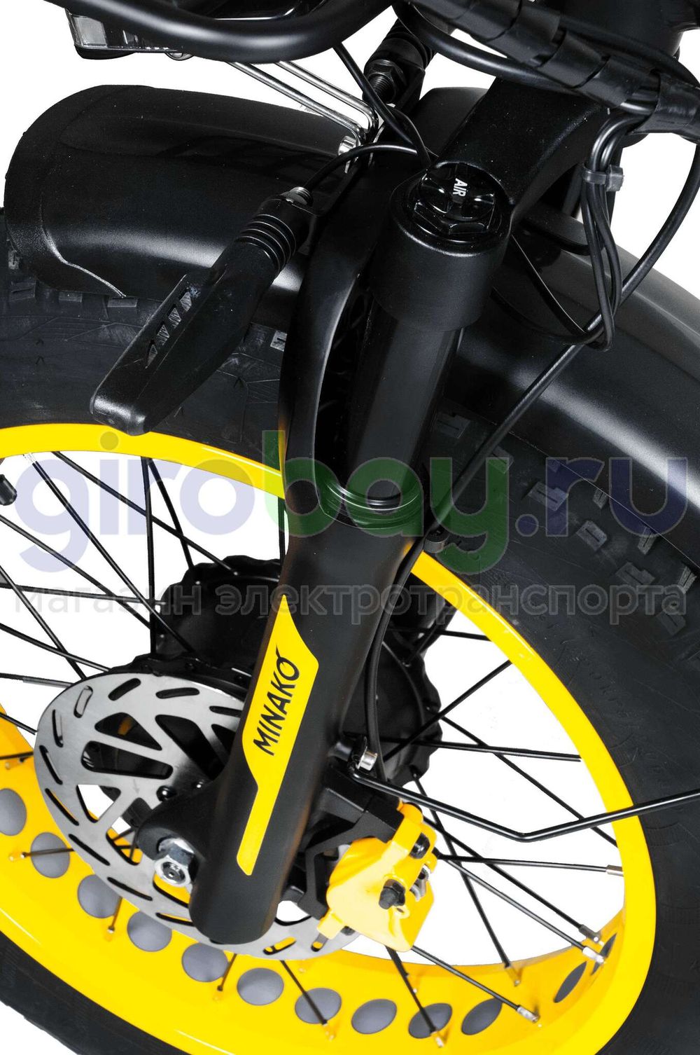 Электровелосипед Minako F11 Pro Dual 48V/20Ah (полный привод) 2025 года - Желтый обод фото №10