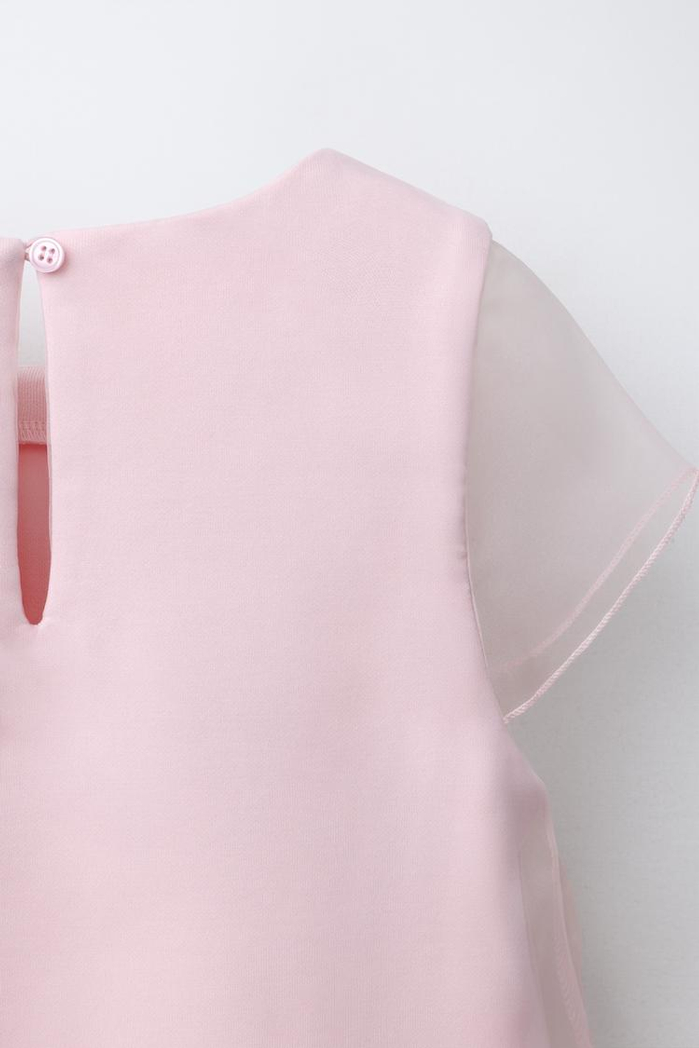 ZARA ПЛАТЬЕ ИЗ ПОЛУПРОЗРАЧНОЙ ТКАНИ С ЦВЕТМИ ИЗ ОРГАНЗЫ, РОЗОВЫЙ