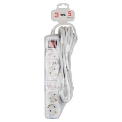 Удлинитель электрический ЭРА U-5es-5m-3x1,5 с заземлением с выключателем 5 розеток 5м ПВС 3x1,5мм2 16А